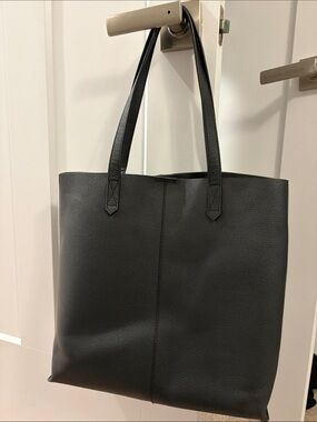 LOFT Black Pebbled Leather Tote Bag